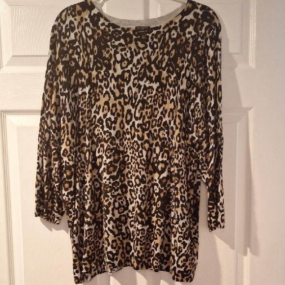 Talbots Tops - Talbots Leopard Print Lightweight Sweater - Brown and Black